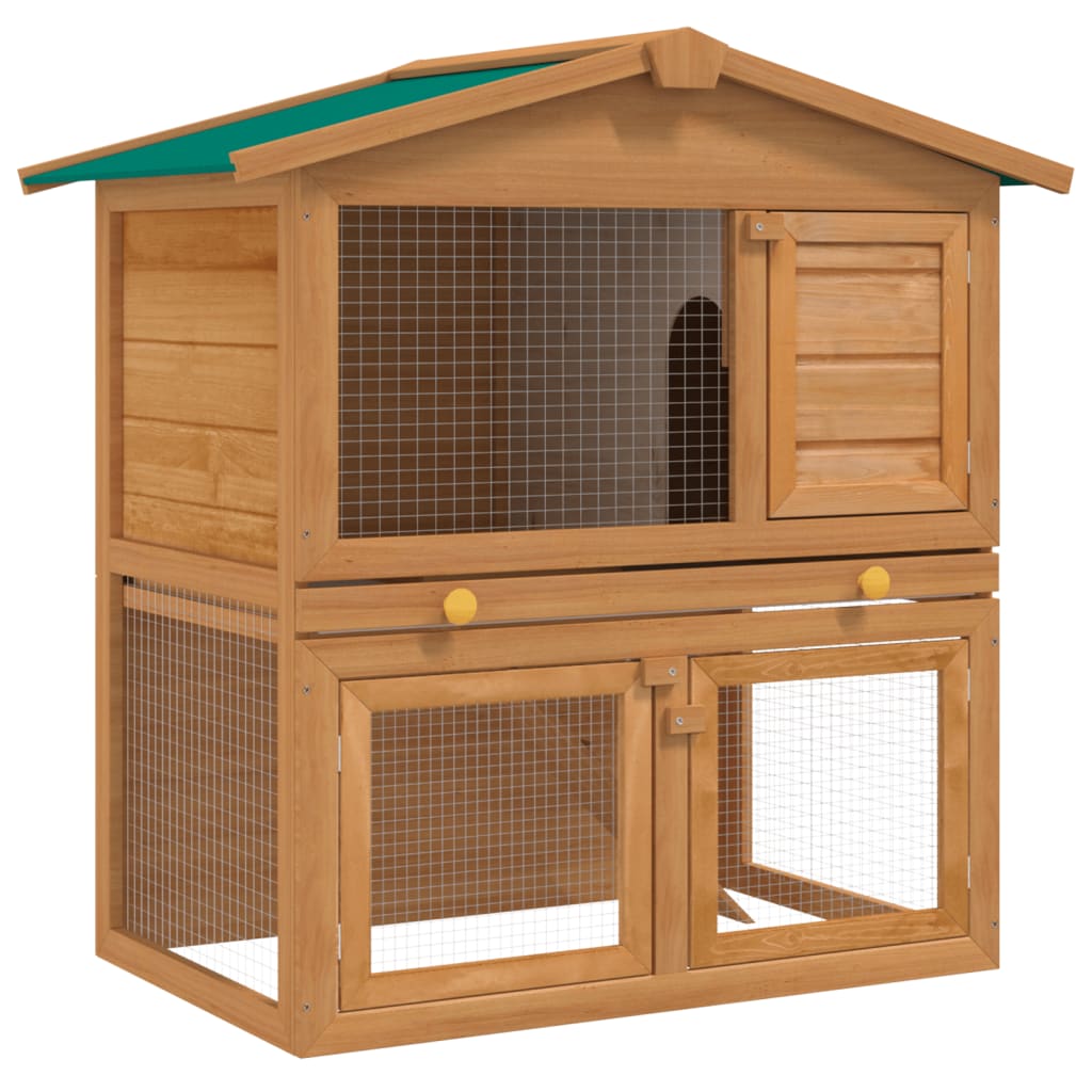 vidaXL Rabbit Hutch Bunny Cage with Pull Out Tray Pet House Solid Pine Wood-2