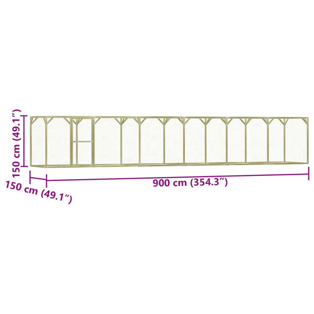 vidaXL Chicken Cage 29.5'x4.9'x4.9' Impregnated Wood Pine and Steel-4