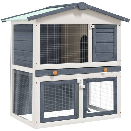 vidaXL Rabbit Hutch Bunny Cage with Pull Out Tray Pet House Solid Pine Wood-0