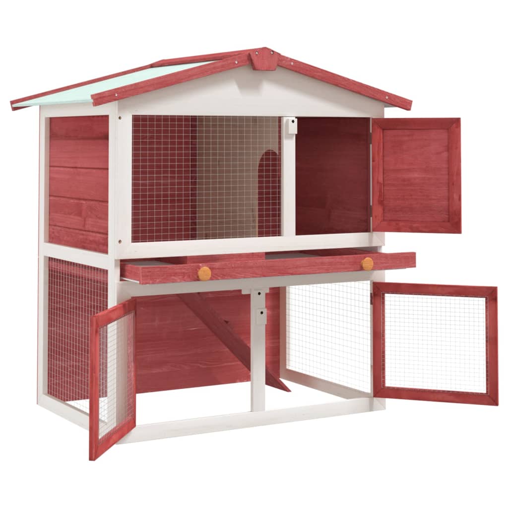 vidaXL Rabbit Hutch Bunny Cage with Pull Out Tray Pet House Solid Pine Wood-1